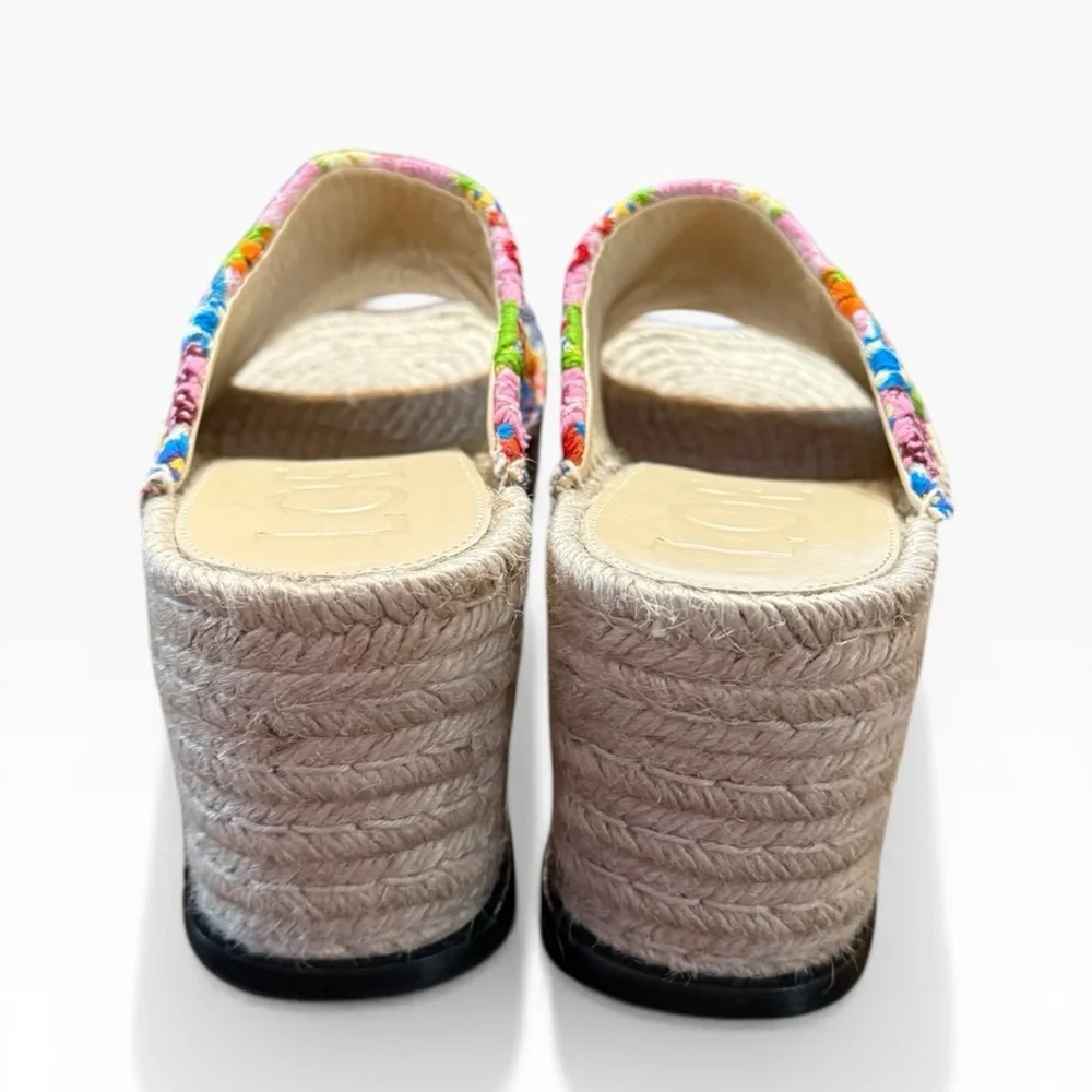 Loewe x Paula's Ibiza Petal Embroidered Canvas Platform Espadrille Mules EU 37
